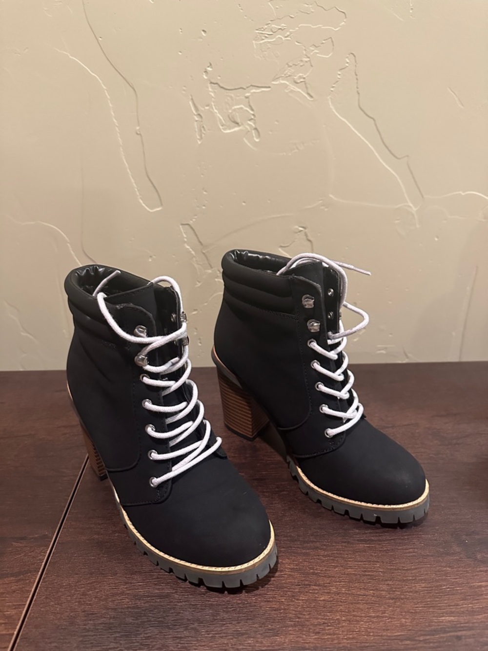 DV by Dolce Vita Black Lace-Up Lug Boots with White Laces - Picture 2 of 4